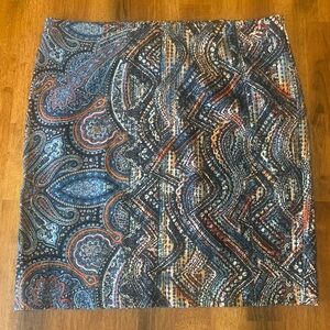 J. Jill Mini Medium Petite Multicolor Paisley Ponte Pencil Skirt